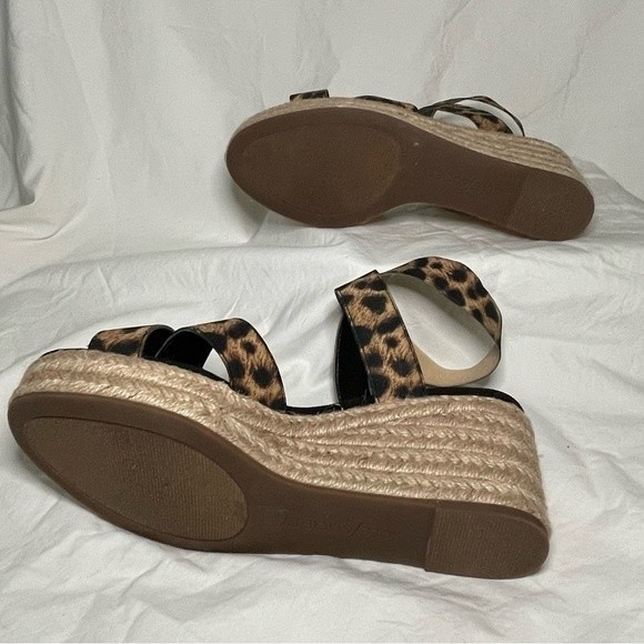 Sole Society Carmelina Leopard Print Espadrille Boho Wedge Sandals Size 6M - Picture 6 of 7